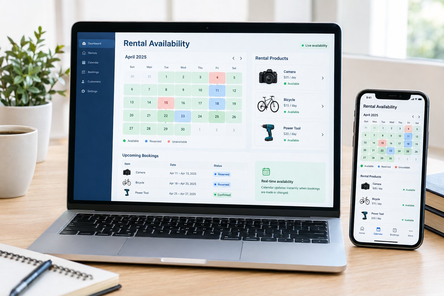 Live-Verfügbarkeitskalender für Mietprodukte 1 Live Verfuegbarkeitskalender fuer Mietprodukte