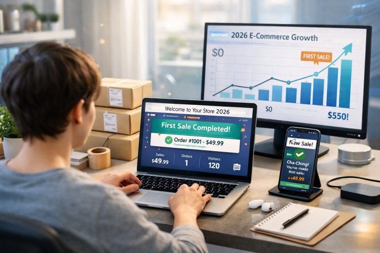 E-Commerce starten 2026 - Von 0 zum ersten Verkauf E-Commerce starten 2026 – Von 0 zum ersten Verkauf