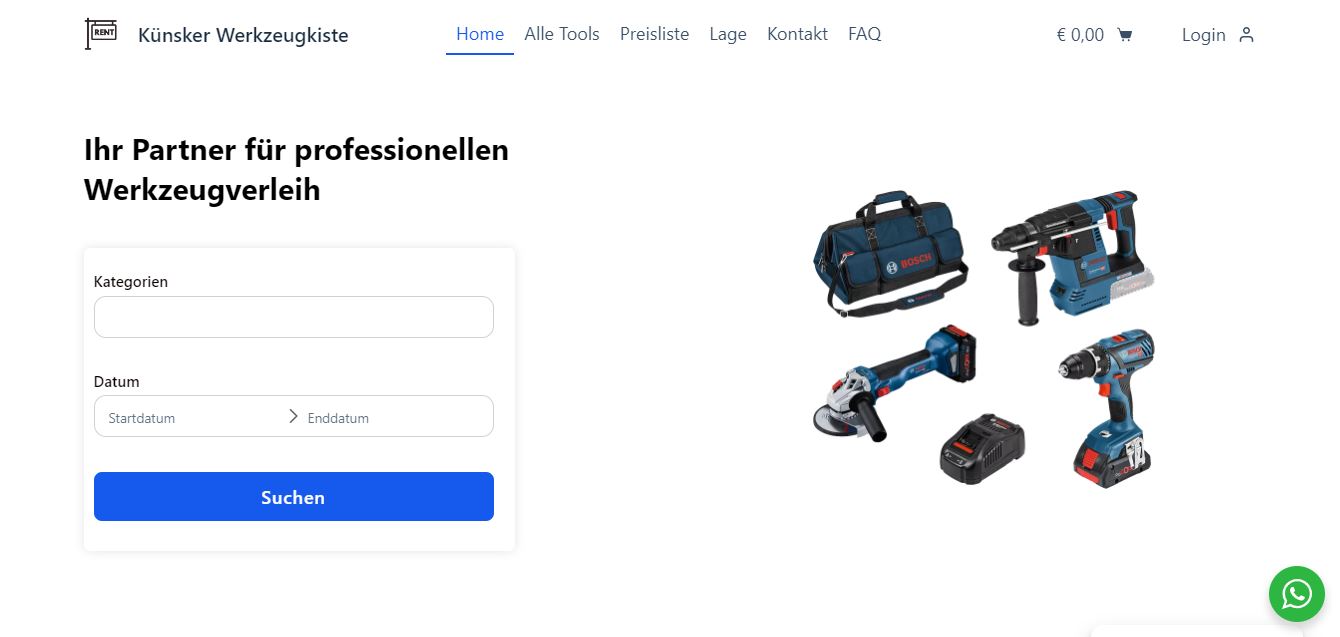 Suchformular werkzeugvermietung