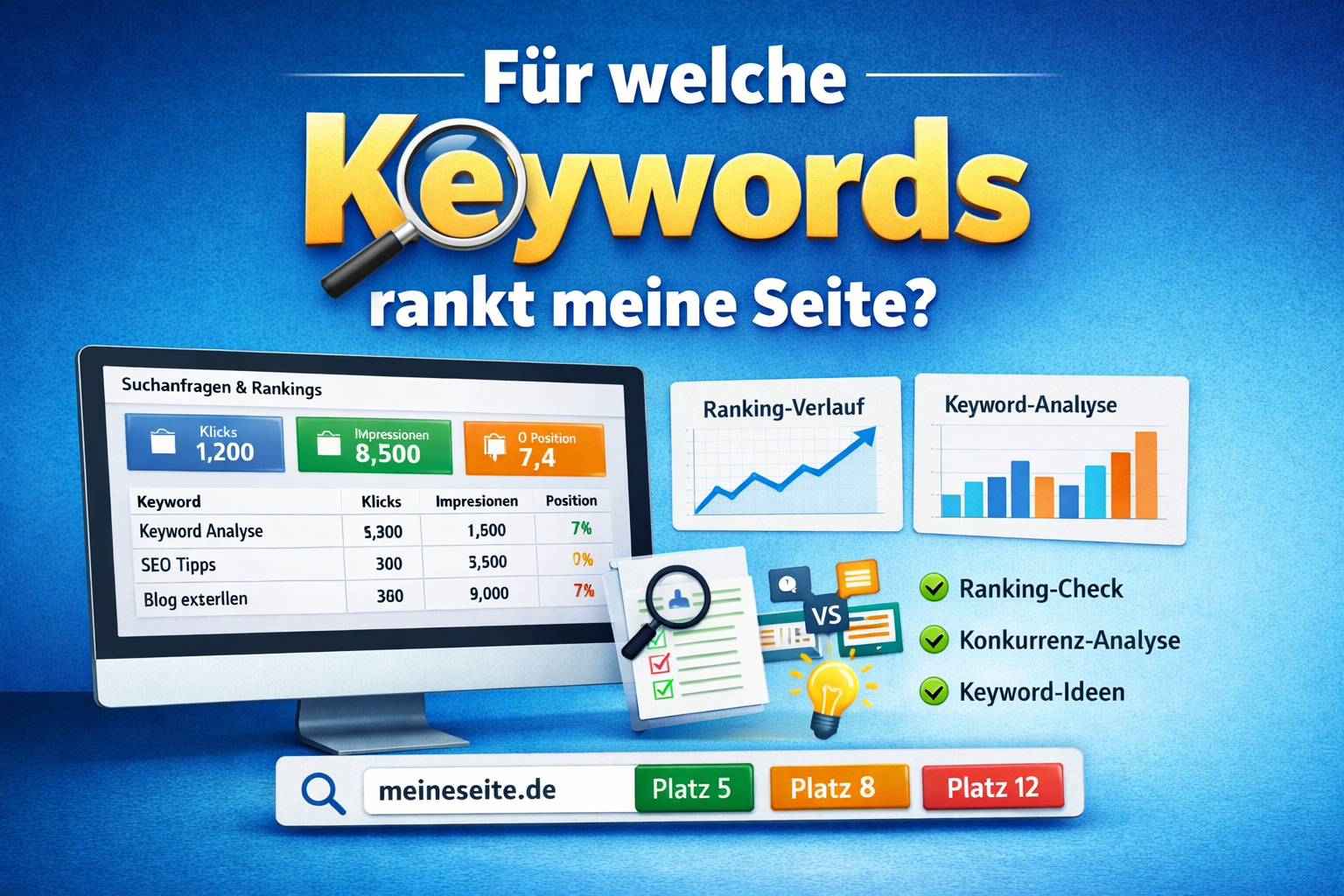 Für welche Keywords rankt meine Seite? 1 Für welche Keywords rankt meine Seite?