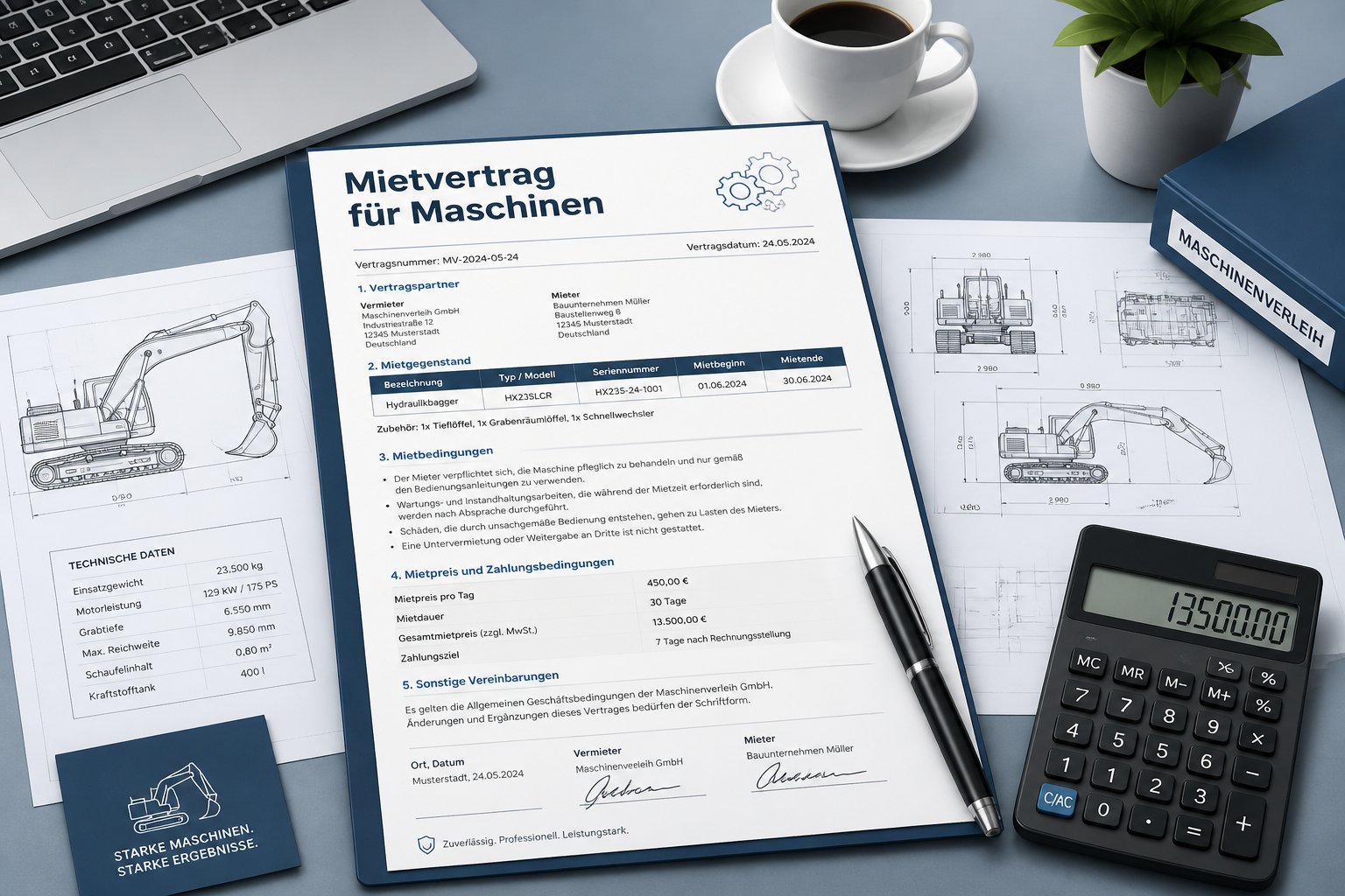 Mietvertrag für Maschinen – Kostenlose Vorlage zum Herunterladen 1 Mietvertrag für Maschinen – Kostenlose Vorlage zum Herunterladen